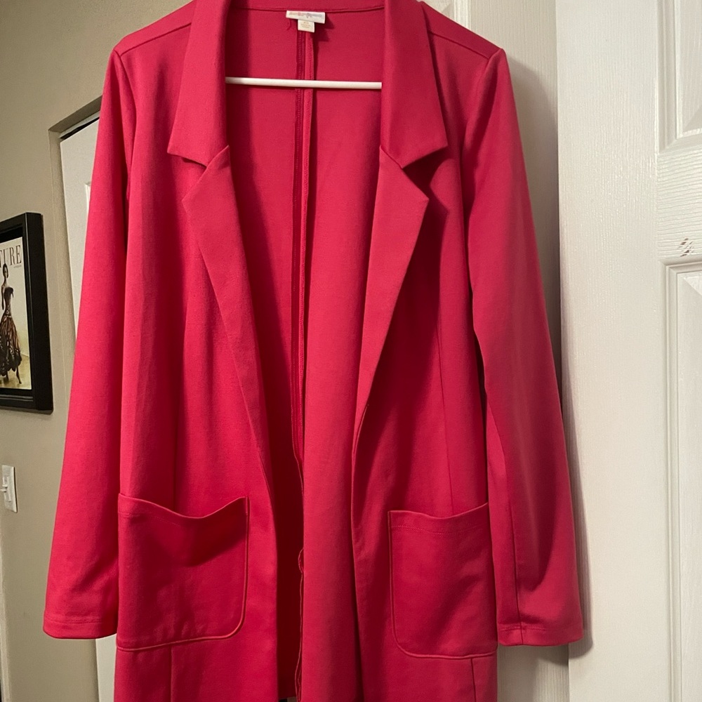 Bright pink knit blazer. EUC size XS fits 0-4
